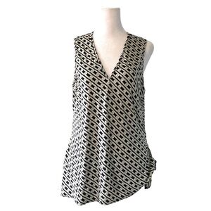 Tommy Bahama large top silk nautical chain v-neck tank top navy blue white